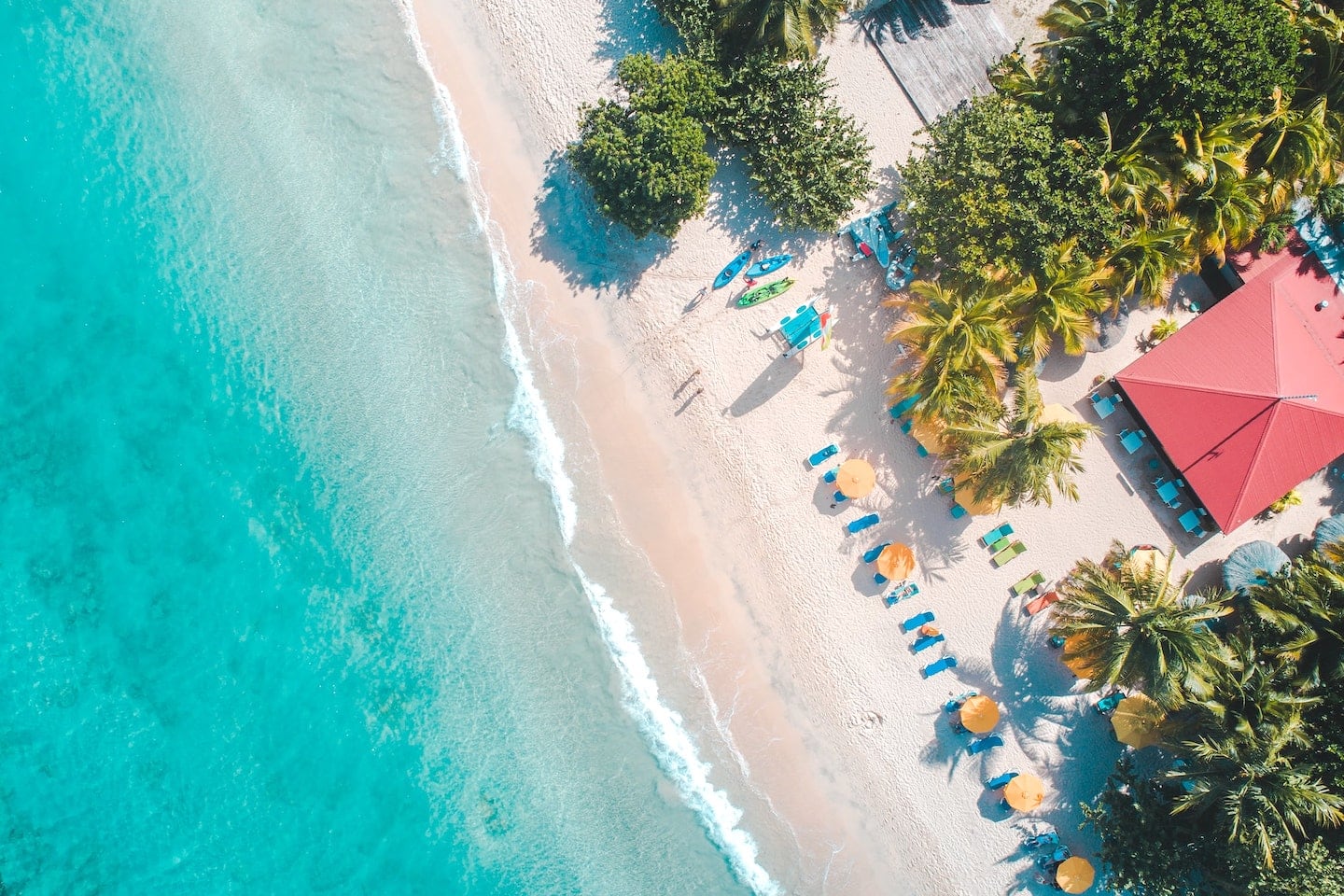 aerial view of Caribbean beach bar