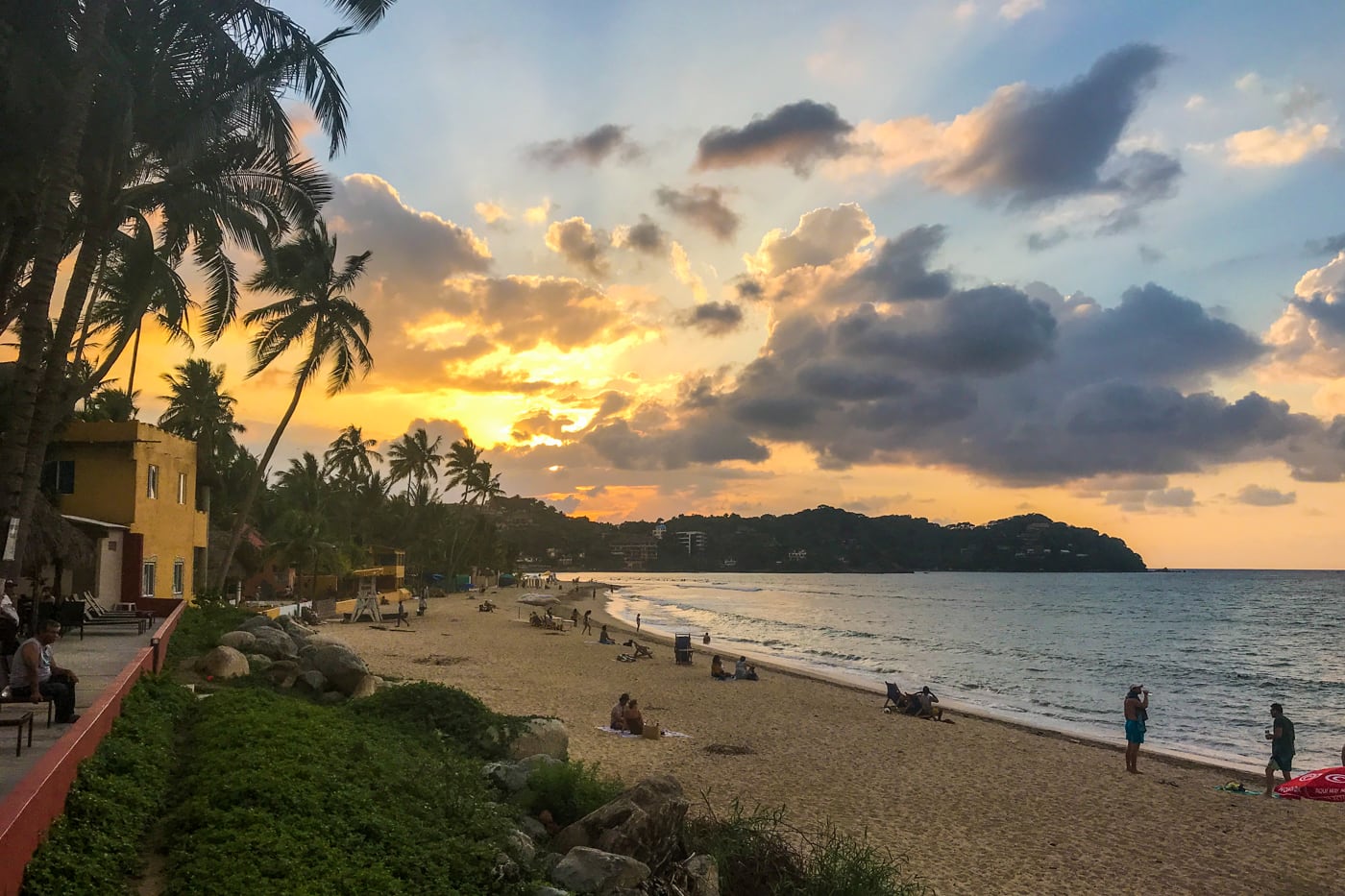 sand and bay at sunset