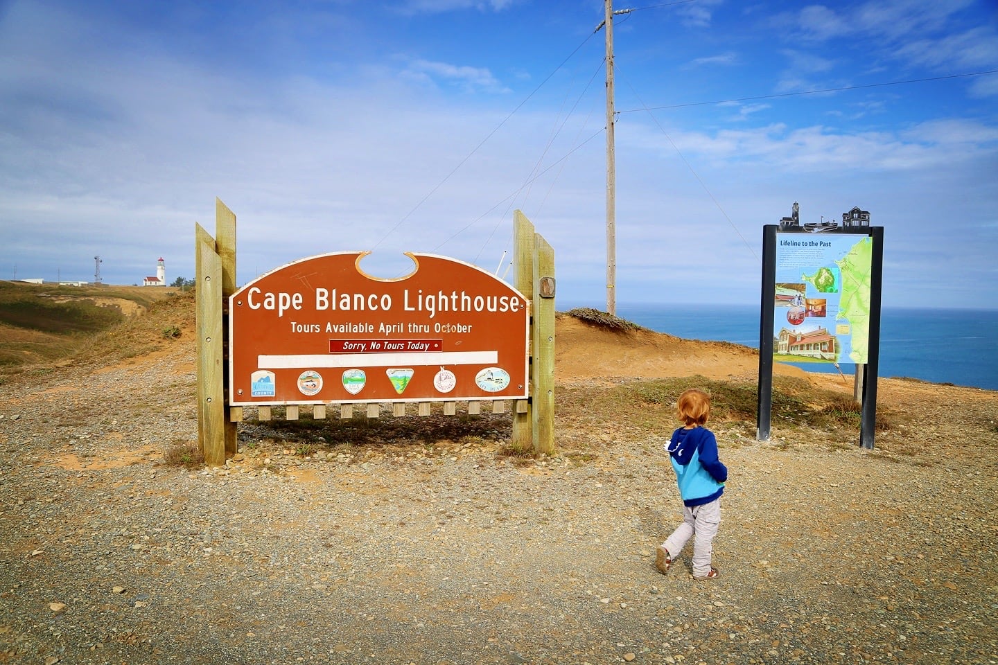 Cape Blanco State Park sign and Pacific Ocean