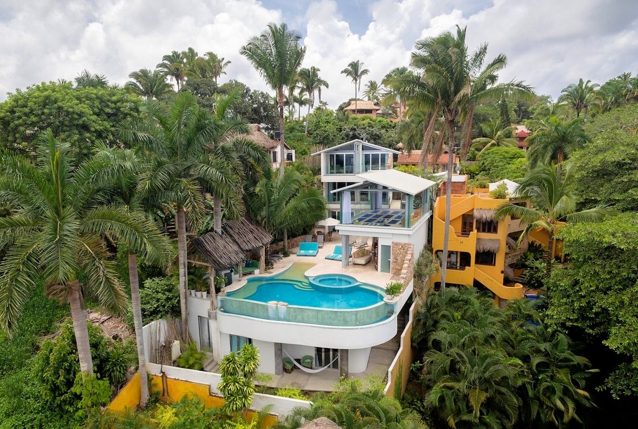 hotel in Sayulita perched on jungle covered hillside