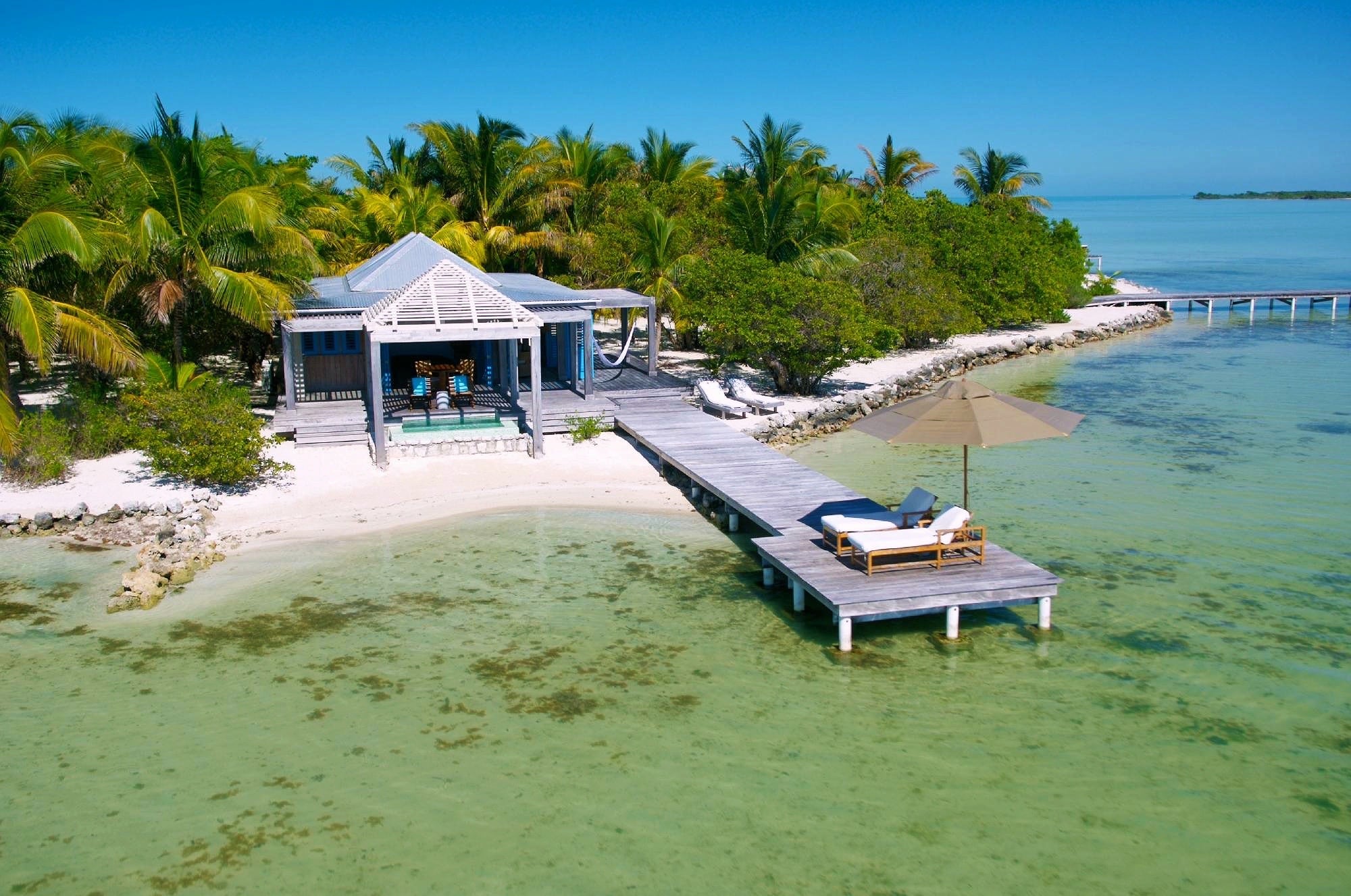 Cayo Espanto Belize overwater bungalows Caribbean