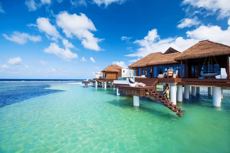 overwater bungalows in the Caribbean