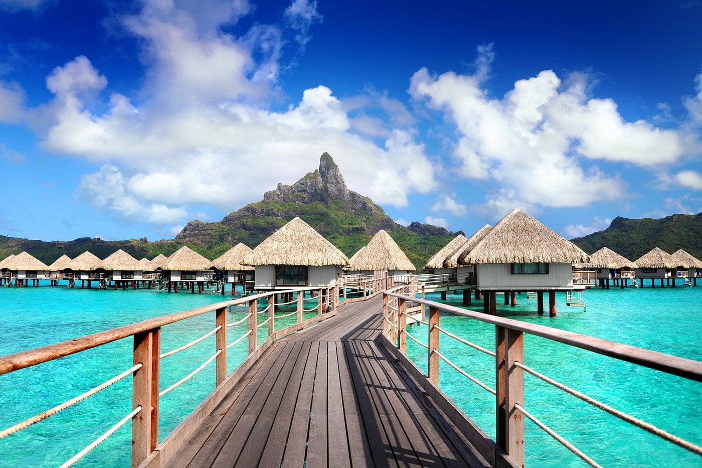 Le Meridien overwater bungalows in Bora Bora