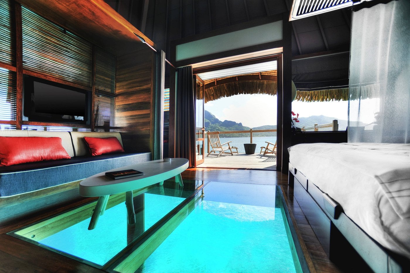 Le Meridien overwater bungalows in Bora Bora