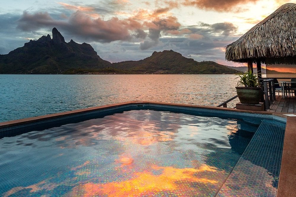 infinity pool mountains sea