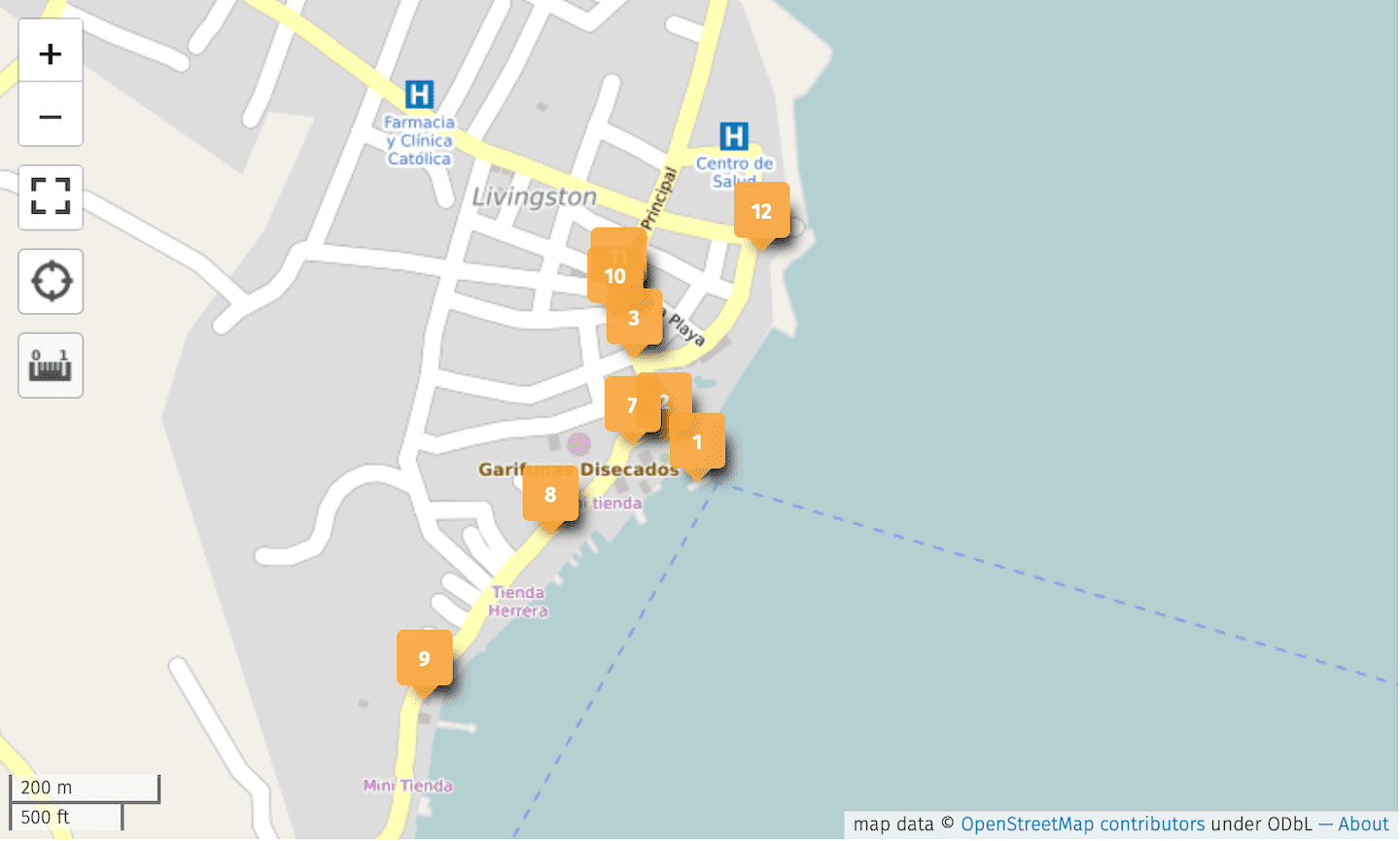 map of places to visit in Livingston Guatemala