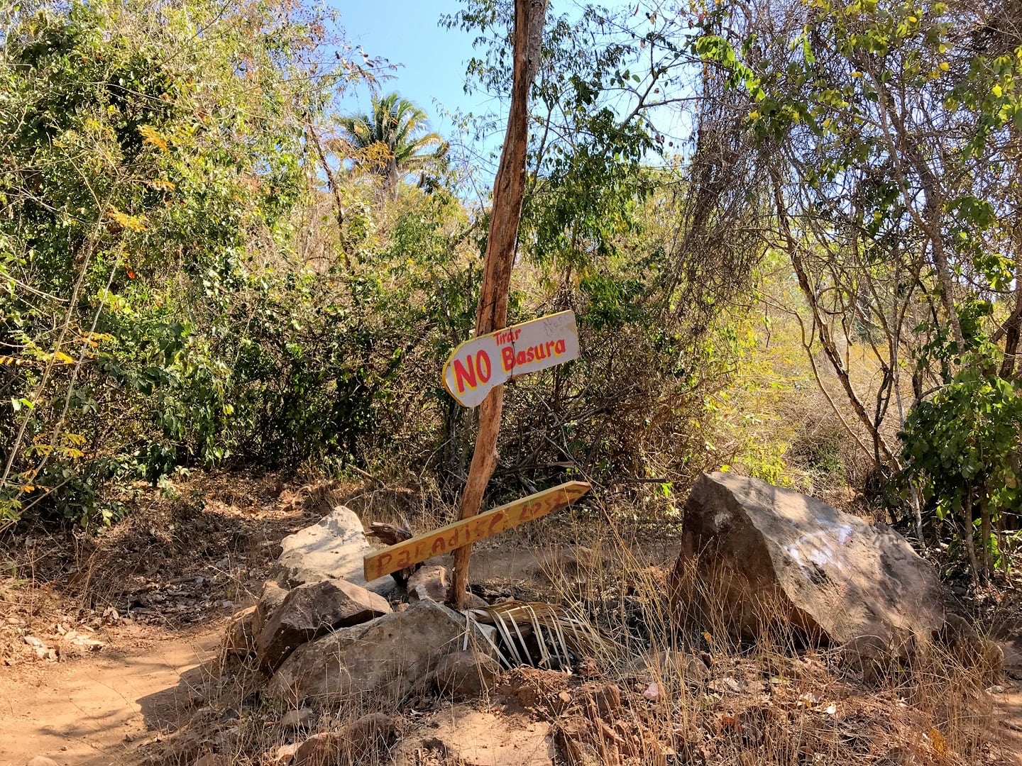 arrow on hiking trail to Monkey Mountain