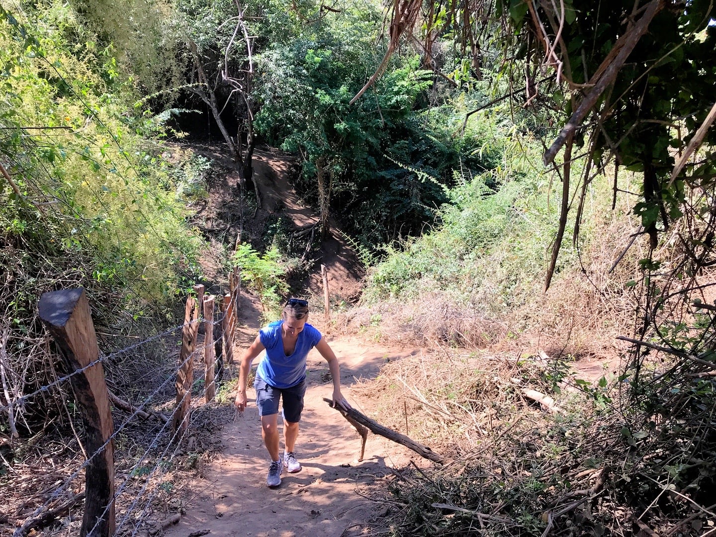 hiking up a hill near Cerro del Mono