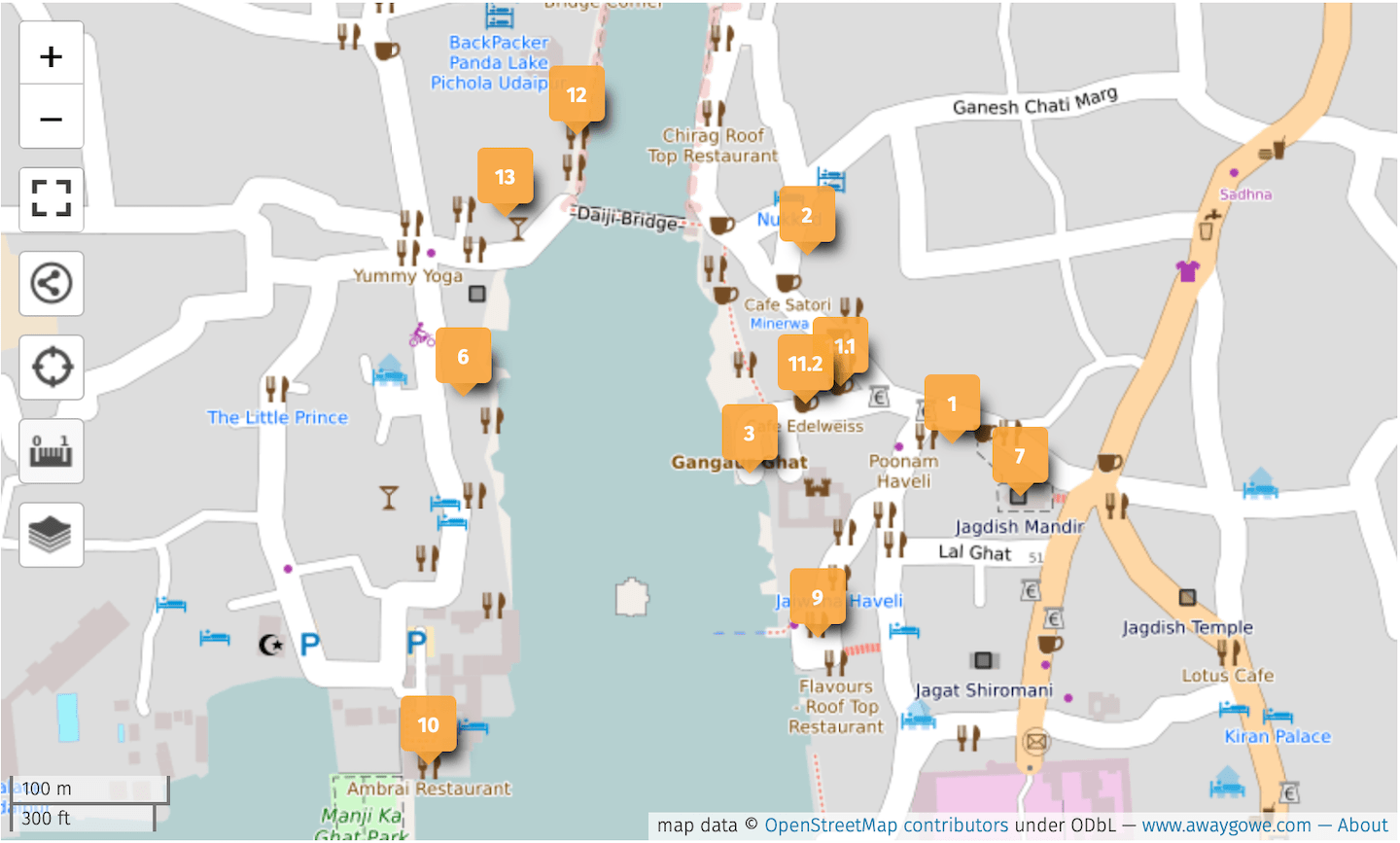 places to visit in udaipur on map