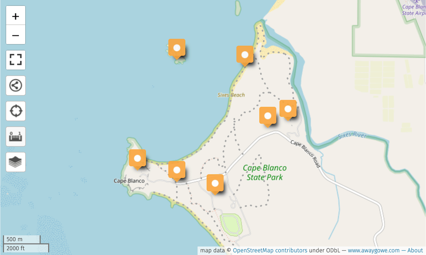 Cape Blanco hiking map