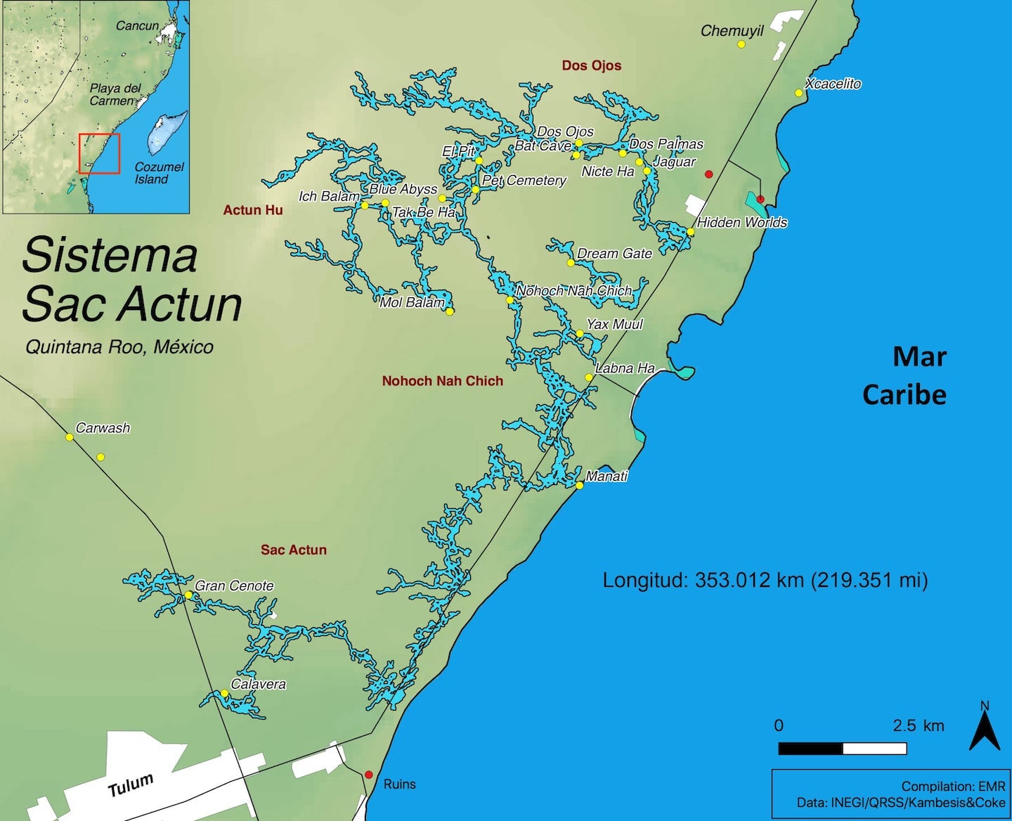map of Sac Actun System near Tulum