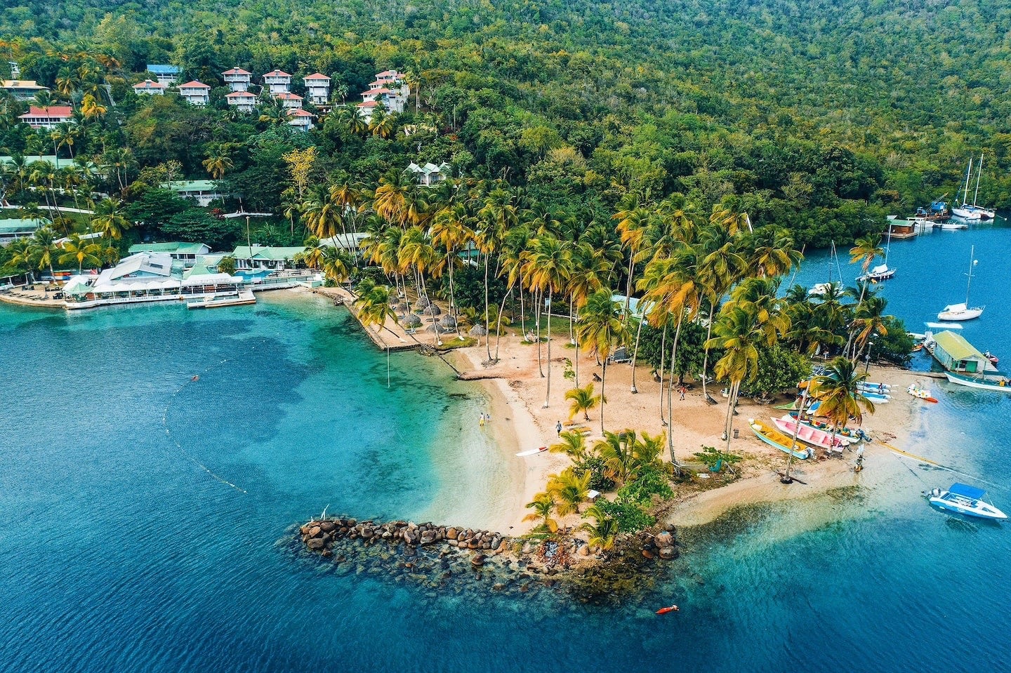 St Lucia honeymoon Margot Bay boats and sea