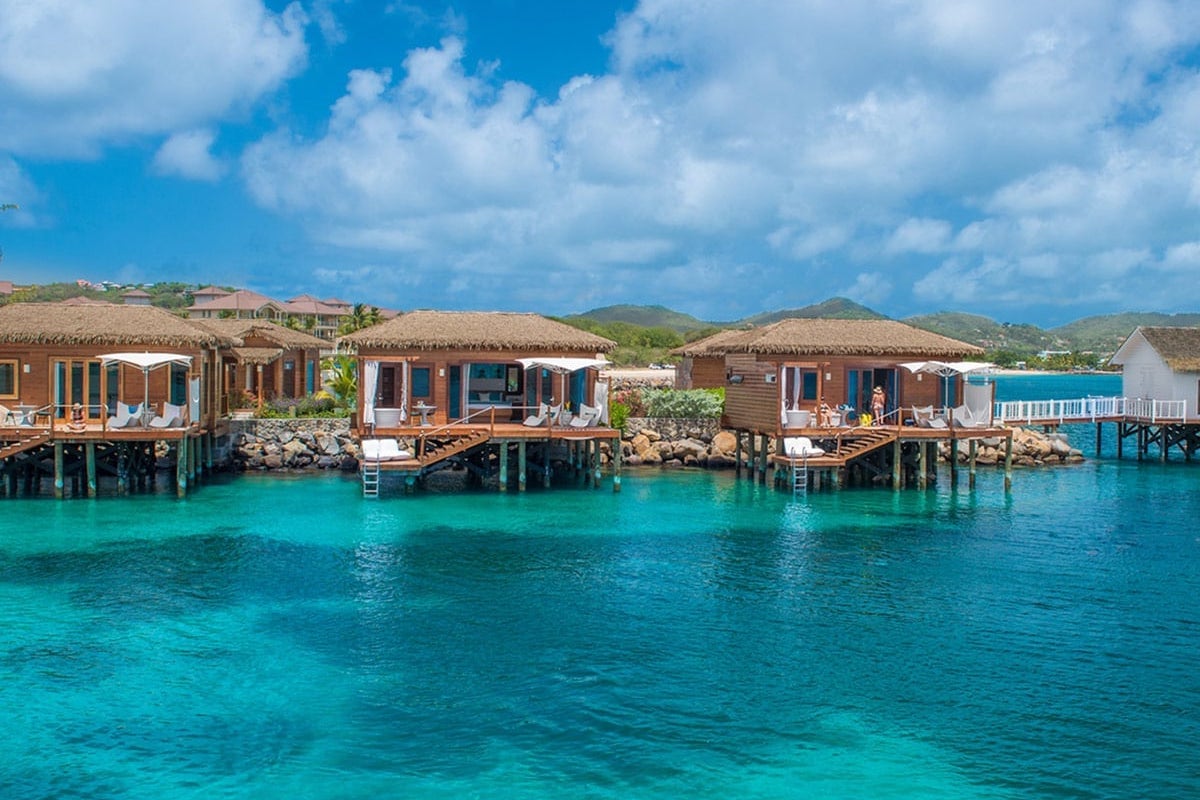 St Lucia honeymoon beach resort over the water villas