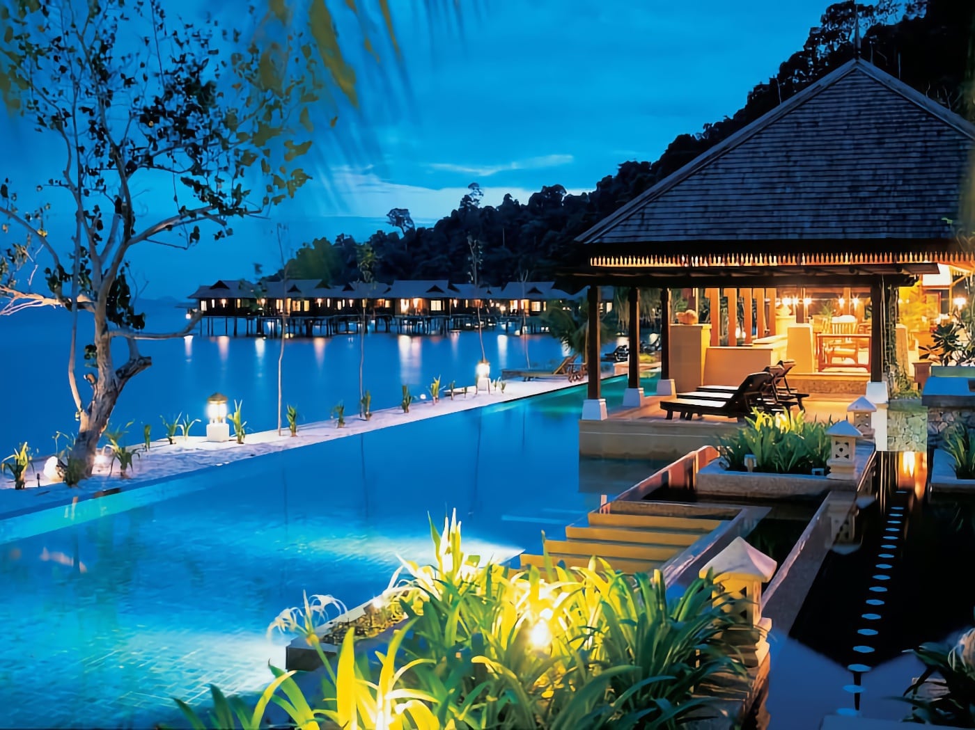 Malaysia over the water beach bungalows luxury resort
