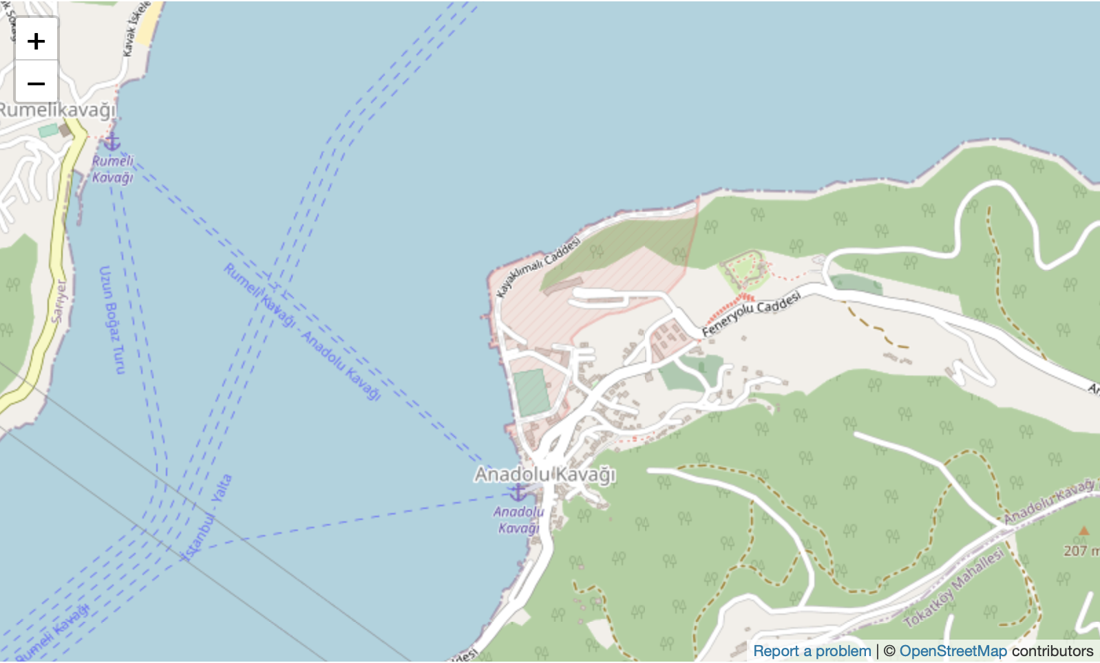 Map of Anadolu Kavagi on Bosphorus Strait