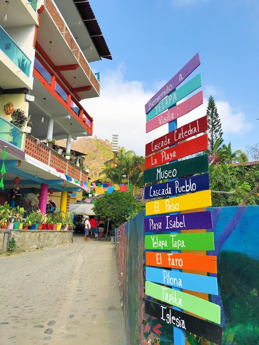 colorful sign in town center