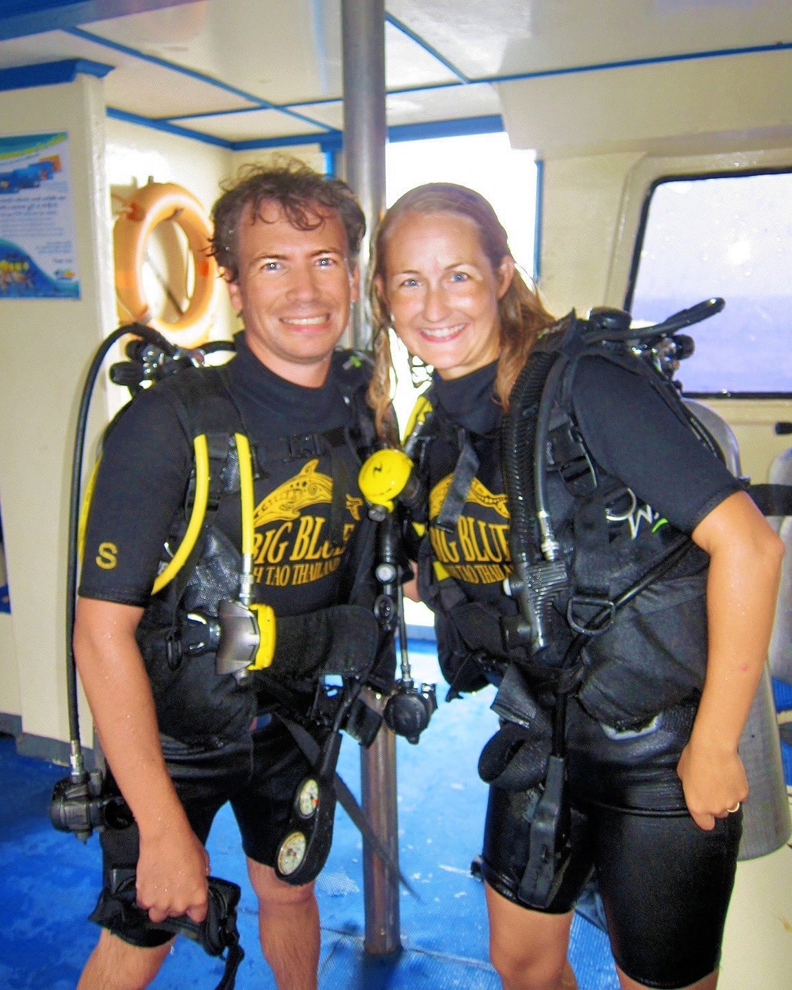 two divers on a dive trip in Koh Tao Thailand