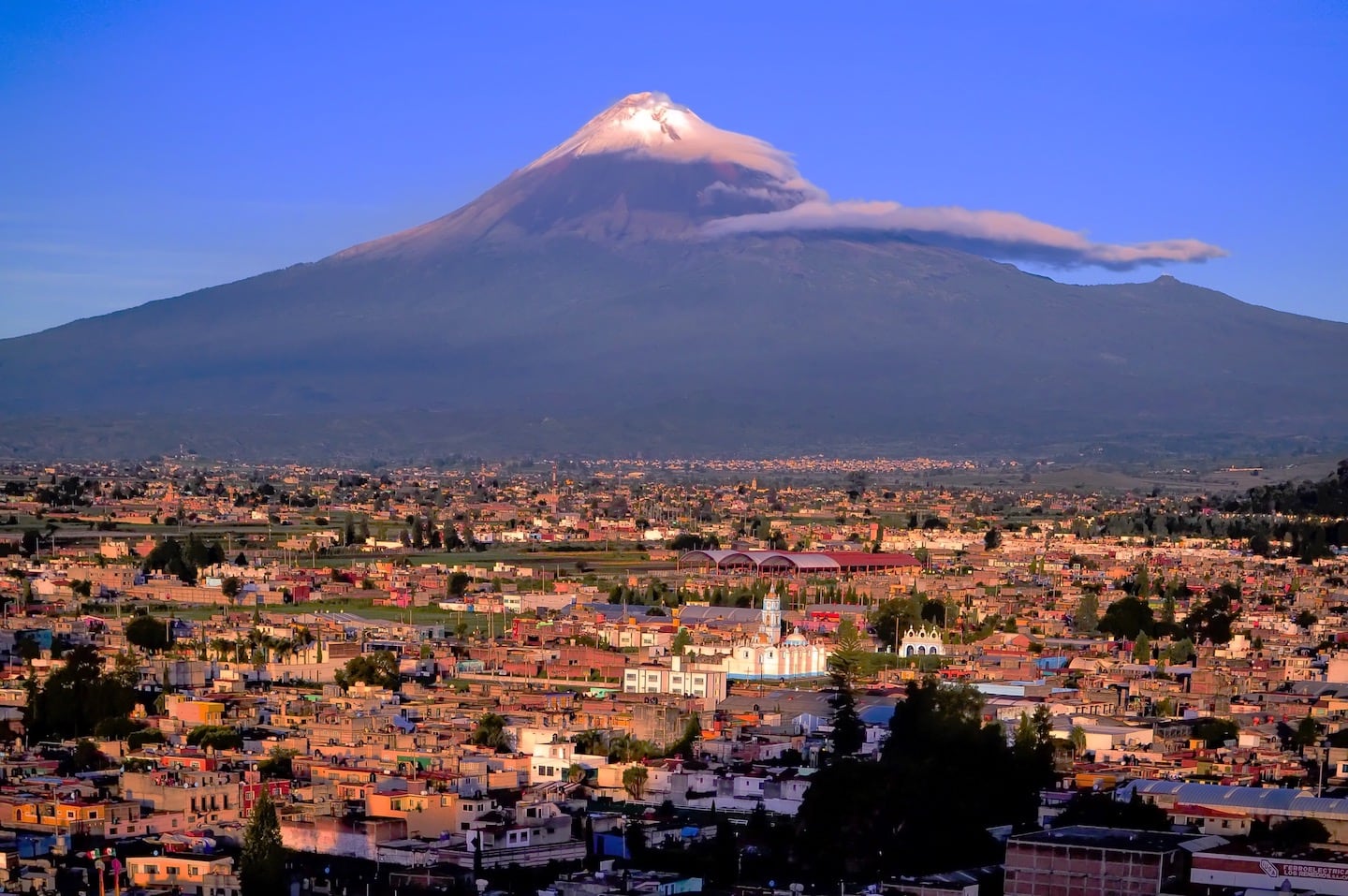Pueblo Magico of Cholula with mountain