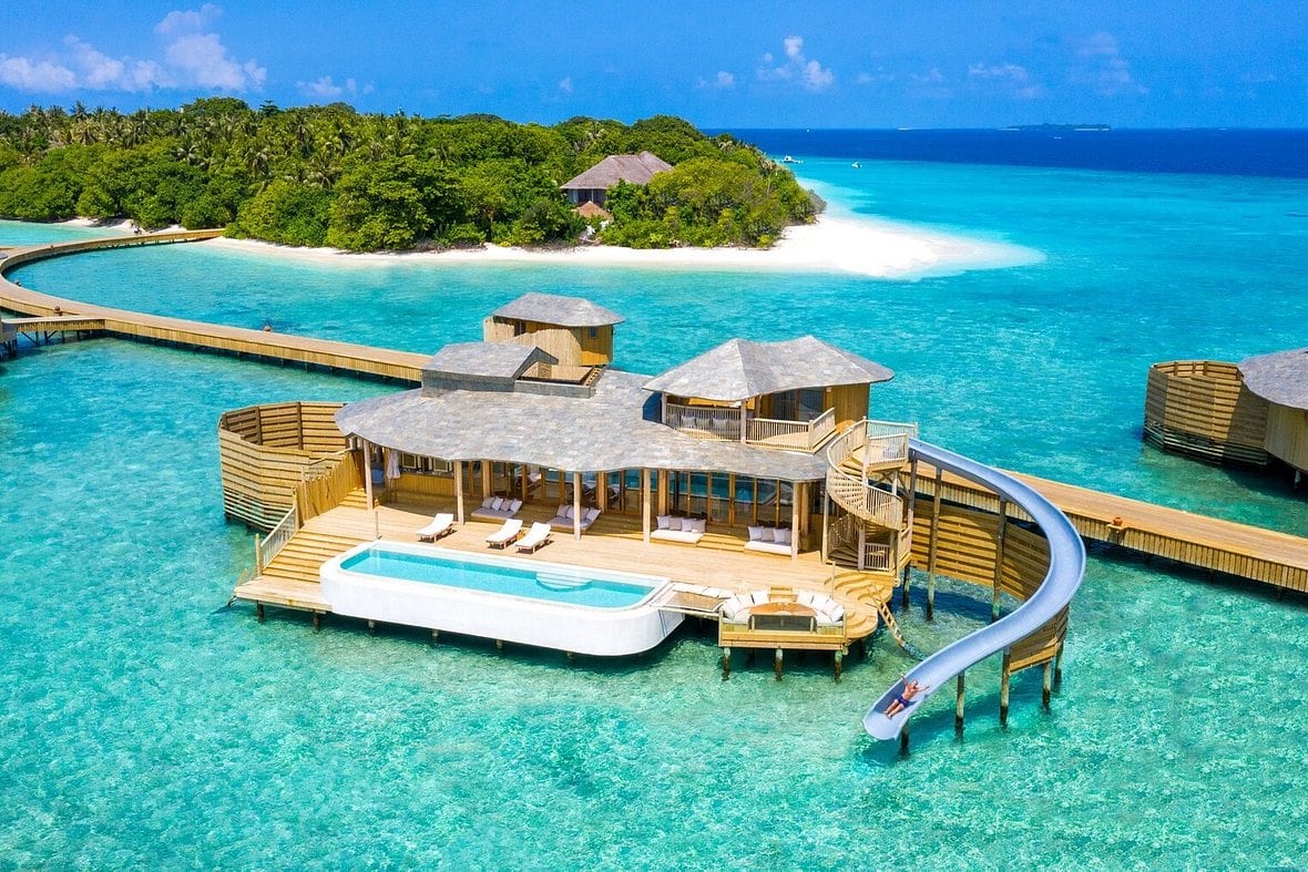 best Maldives water villas with waterslide