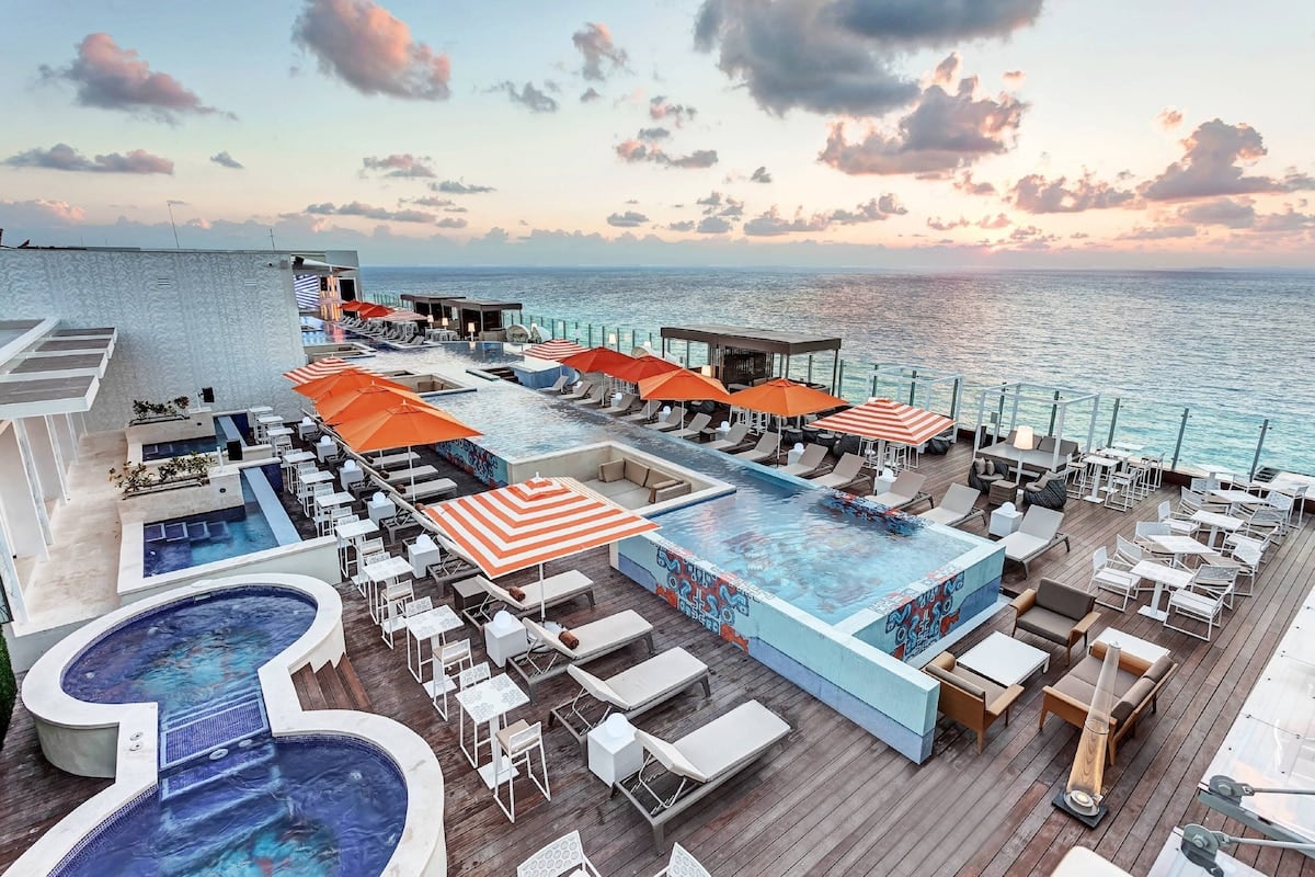 hotel pool deck overlooking ocean