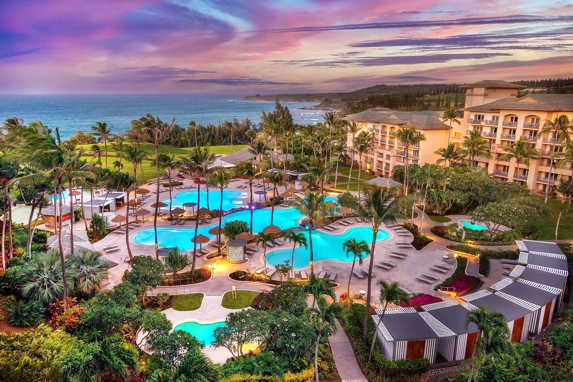 Hawaii honeymoon resorts pastel sunset