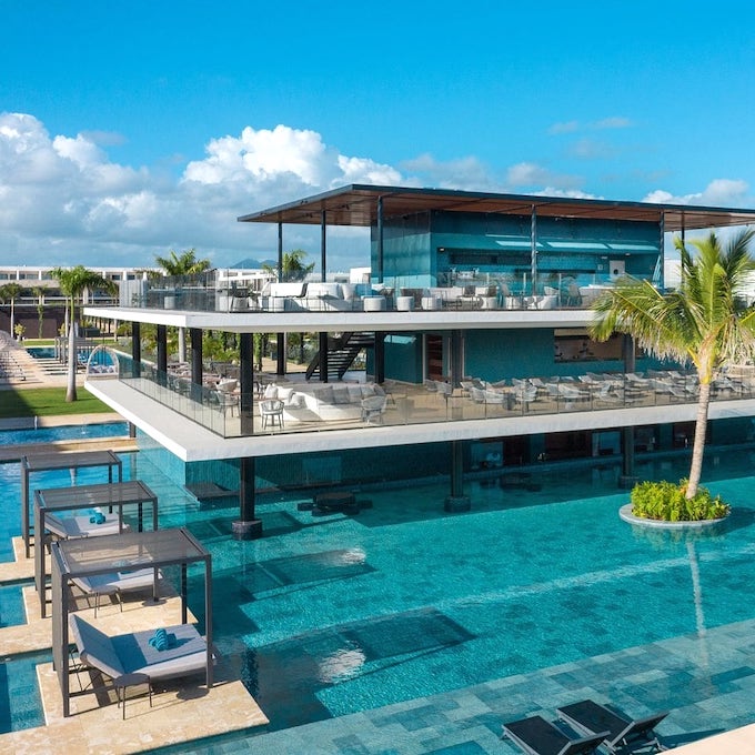 luxury beach resort with wrap around pool