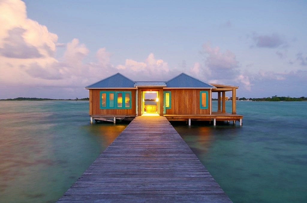 overwater villa with dock