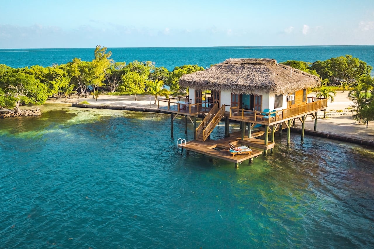 luxury cabana over water on private island