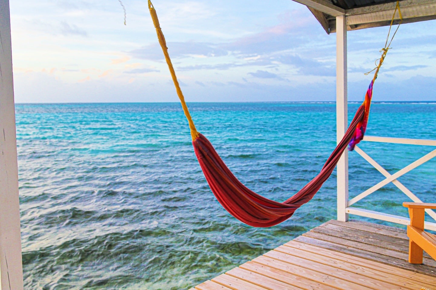 hammock swaying in the wind near the Caribbean Sea