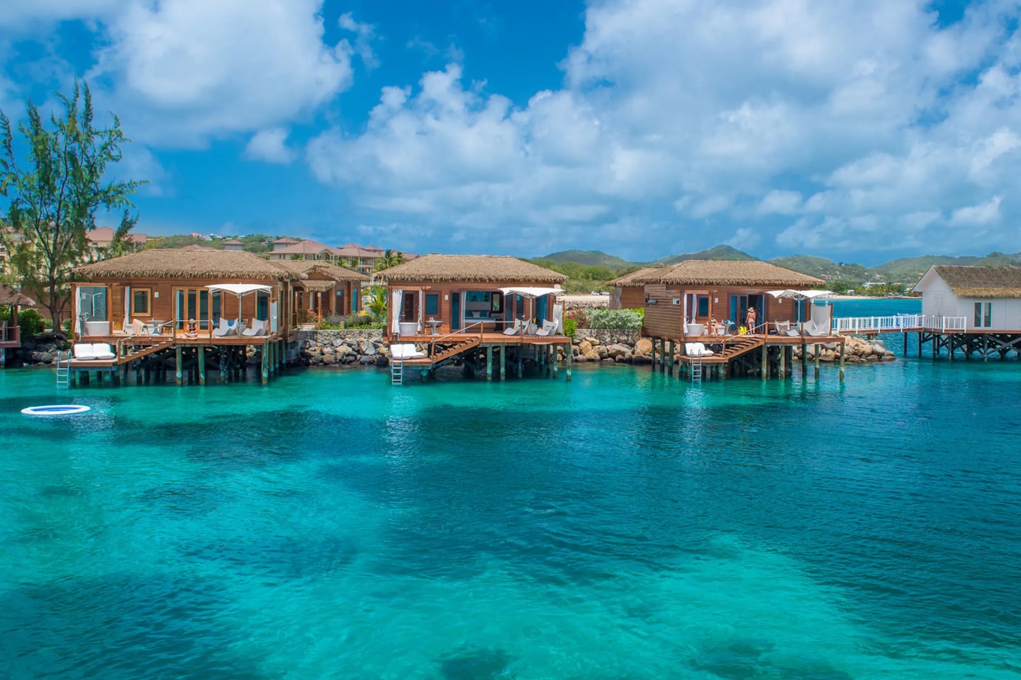 luxury overwater bungalows in the Caribbean in St. Lucia