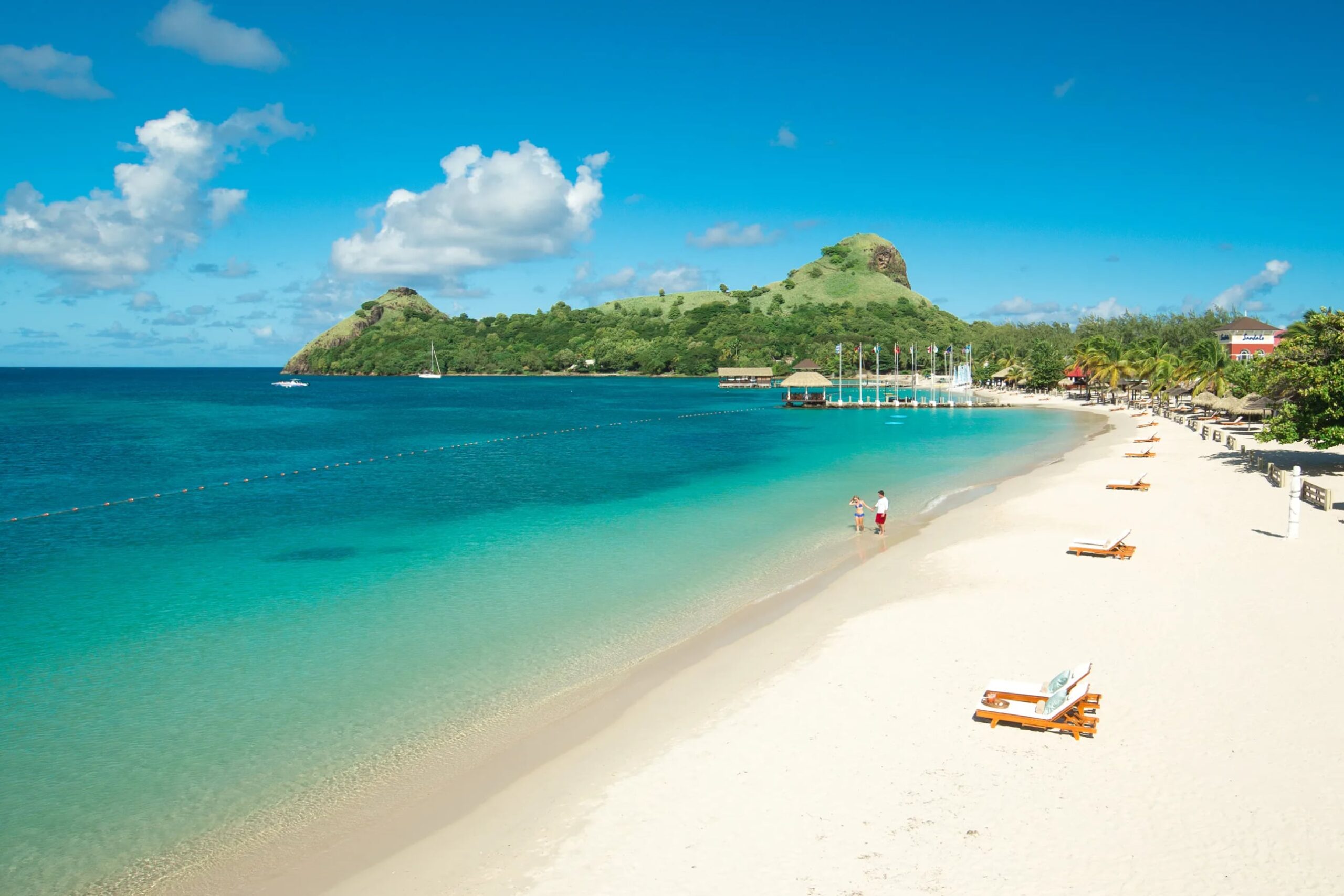 white sands beach and azure water in the Caribbean