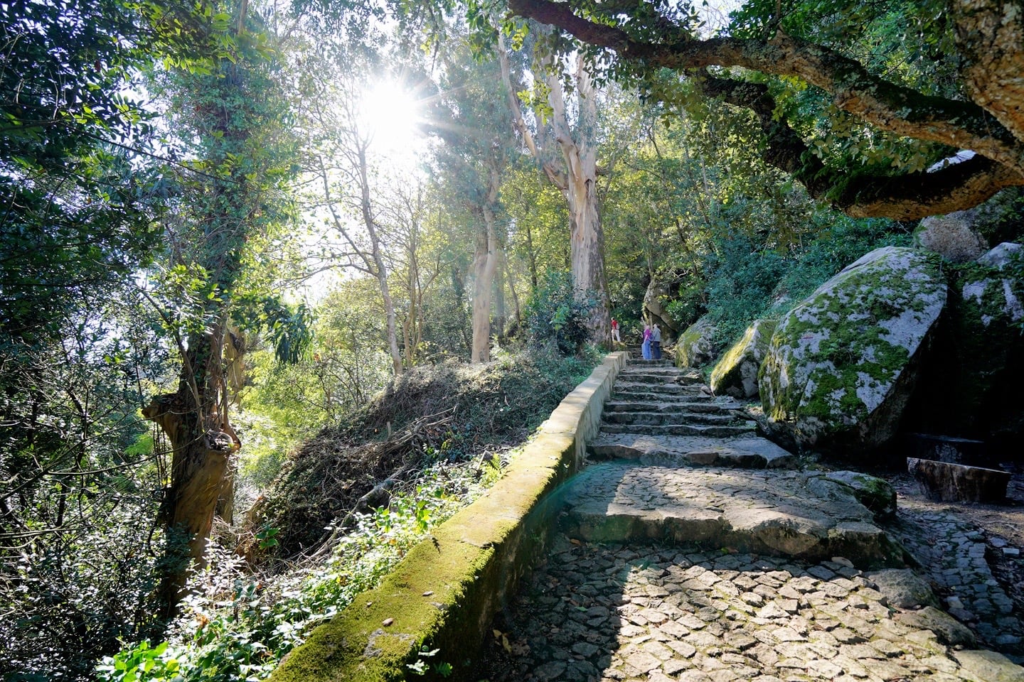 pathway leading up to Moorish Castle and Pena Palace in Sintra Portugal