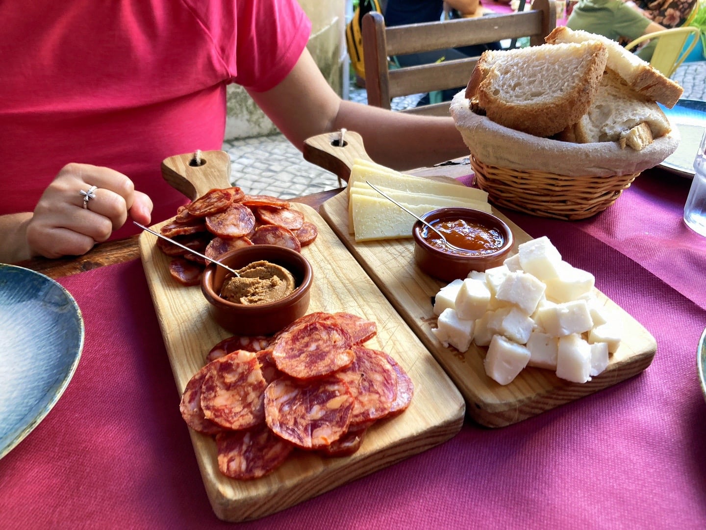 meat and cheese plate in Sintra Portugal