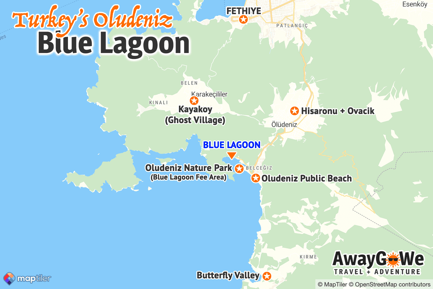 Fethiye Blue Lagoon Turkey Oludeniz map