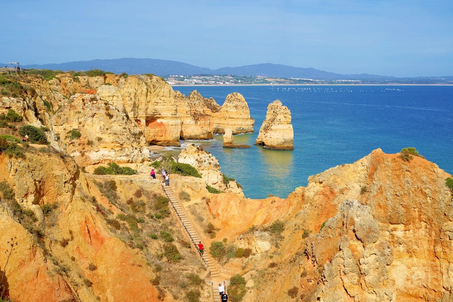 climbing stairs on cliff trails