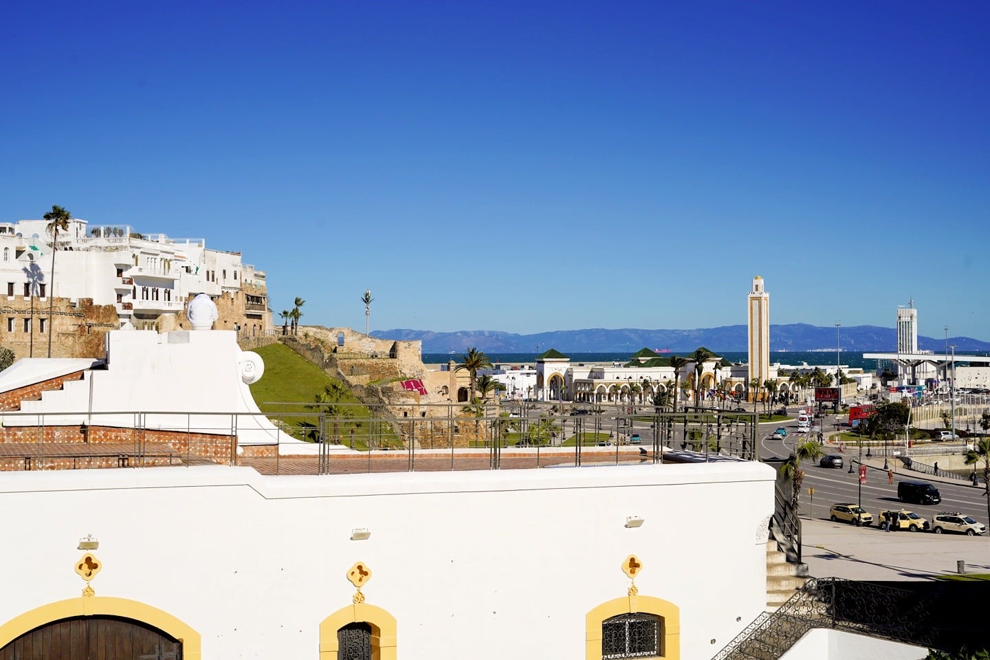 view of old port and city in Tangier Morocco
