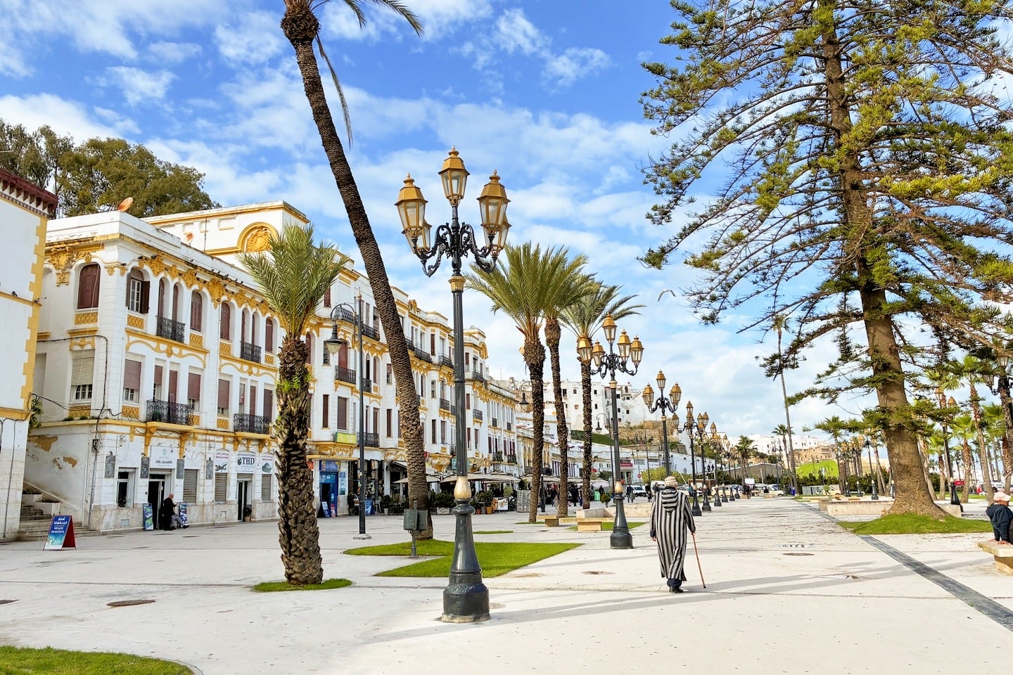 man walking on Tangier Corniche