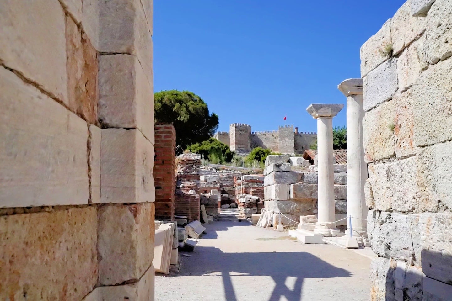 Ayasuluk Citadel from Basilica of St. John in Selcuk Turkey