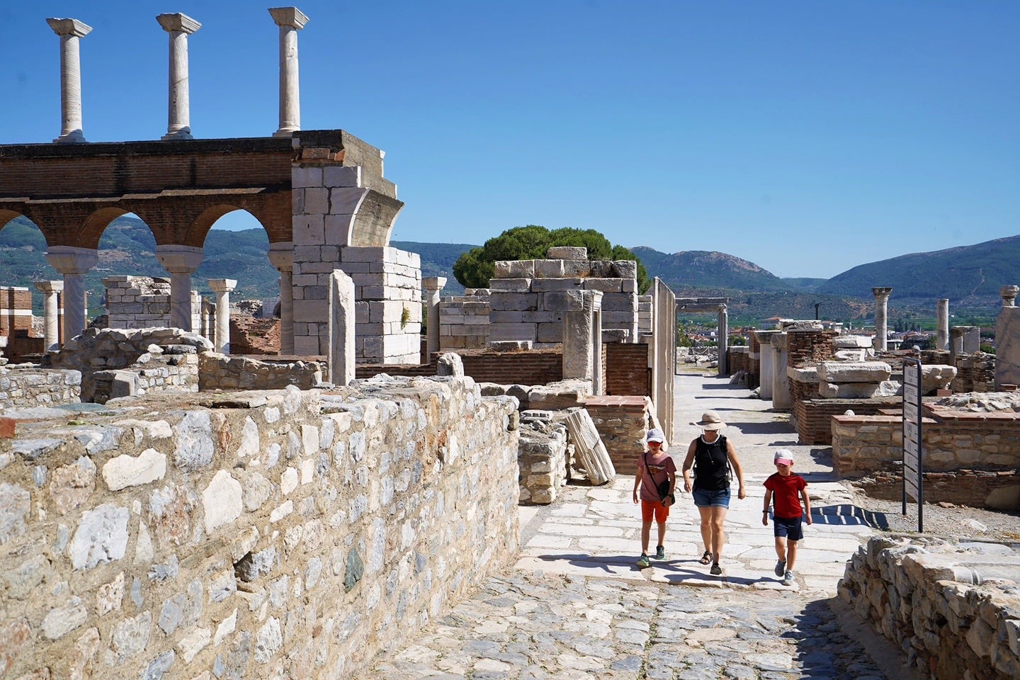 people walking in Basilica of St John in Selcuk Turkey