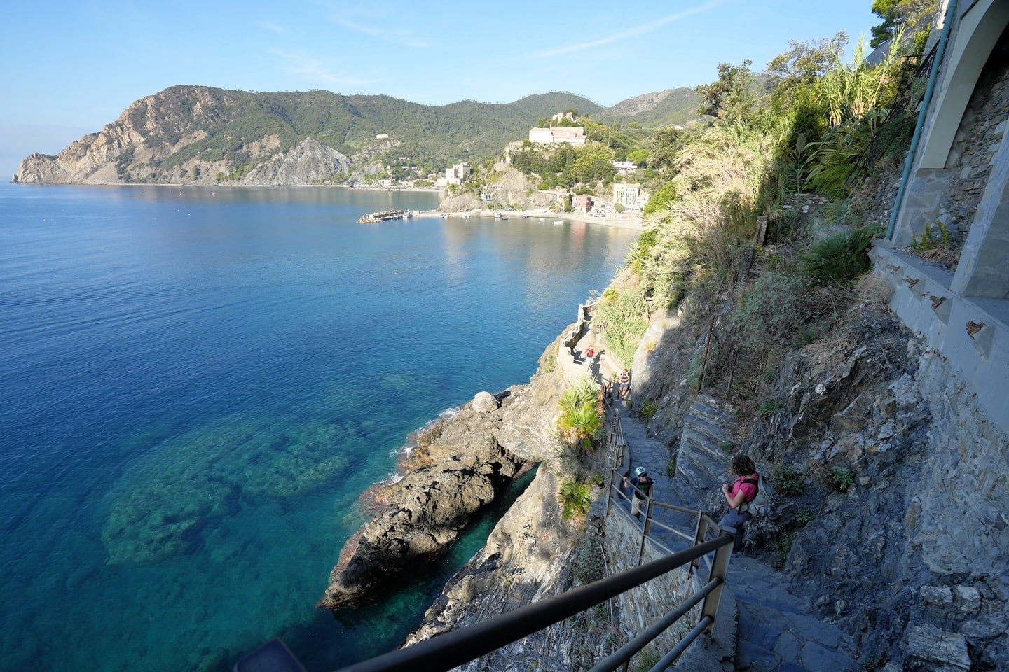 looking back from Blue Trail to Monterossa Cinque Terre Italy