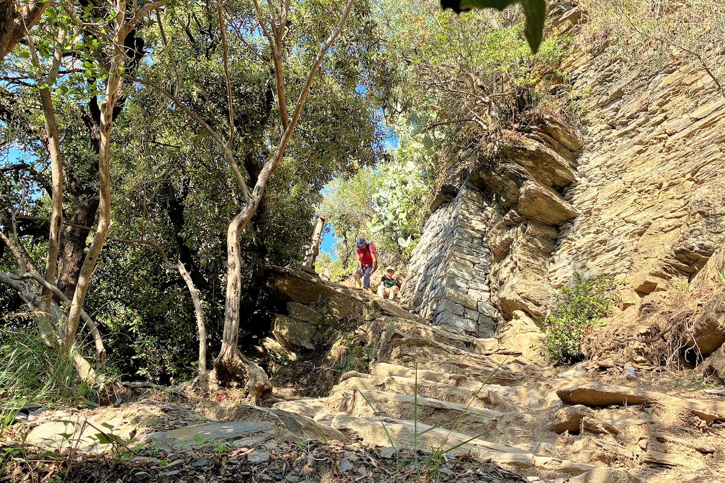 hiking stone steps on Blue Trail Italy