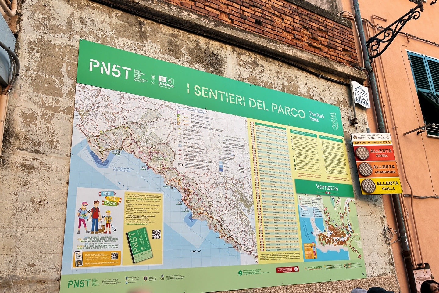 Cinque Terre park map on wall