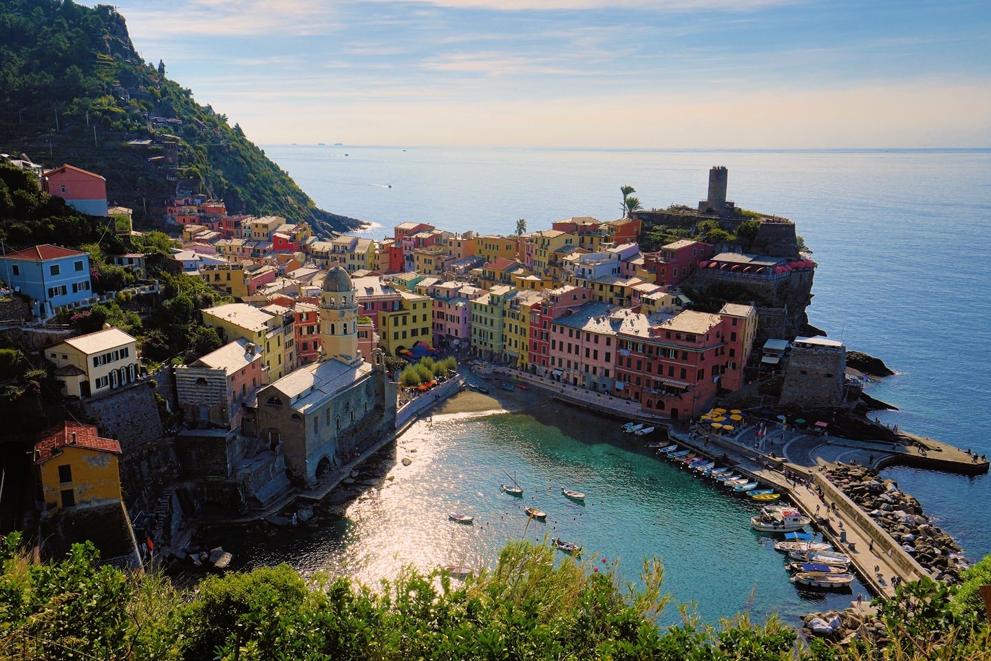 Vernazza Italy from atop a hill