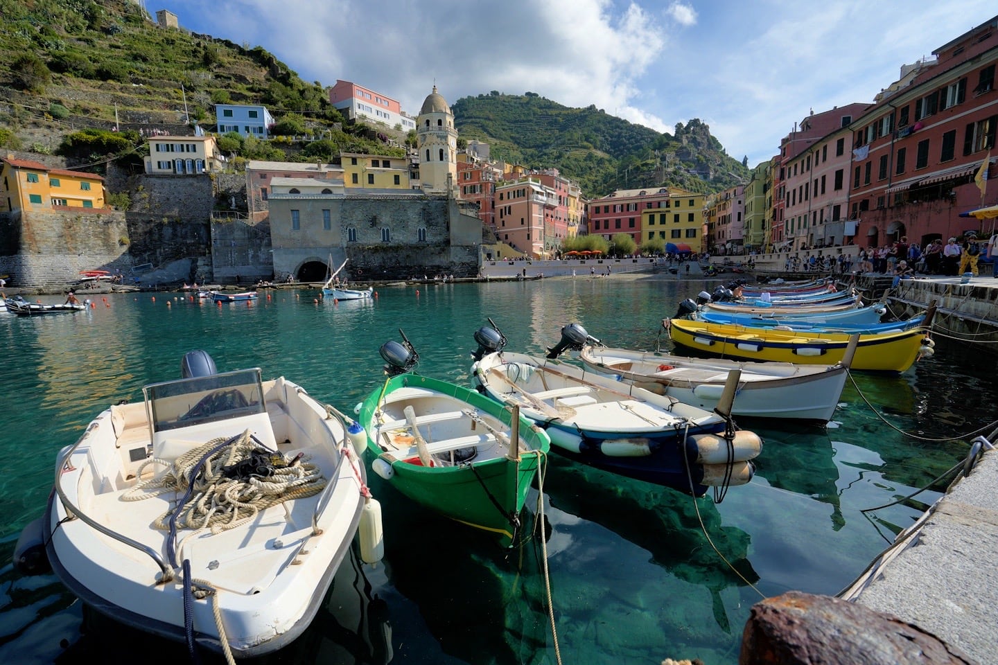 boats in Vernazzo harbor