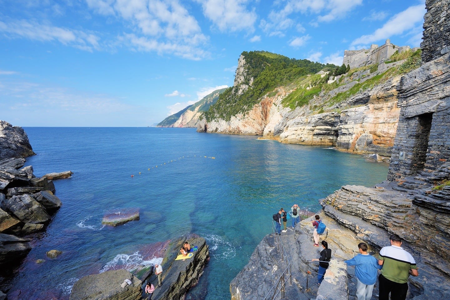 views of Byron's Grotto and Doria Castle Portovenere