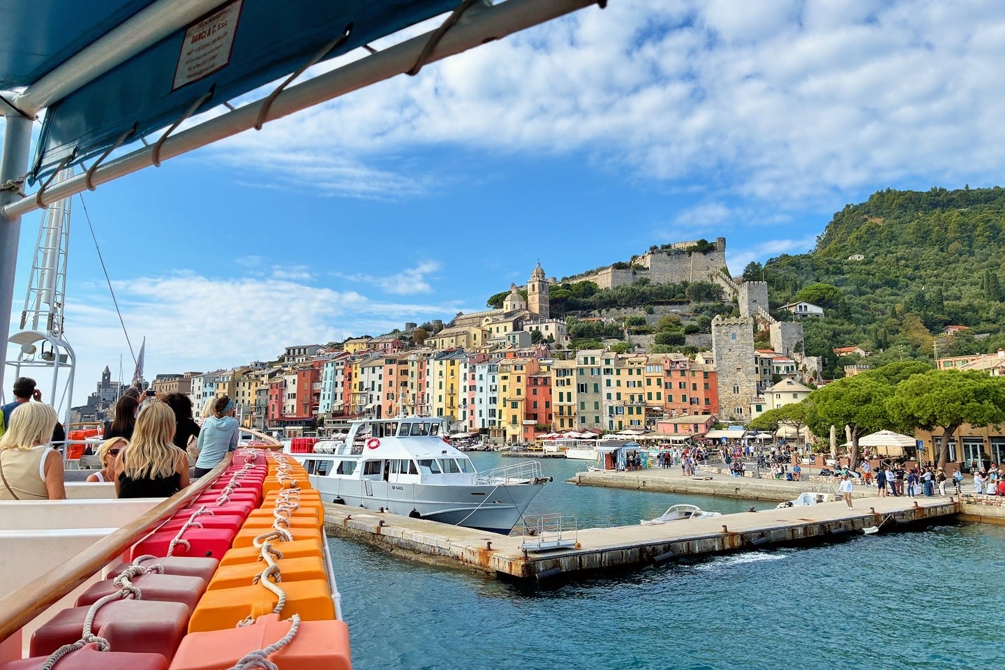 approaching Portovenere Italy by boat