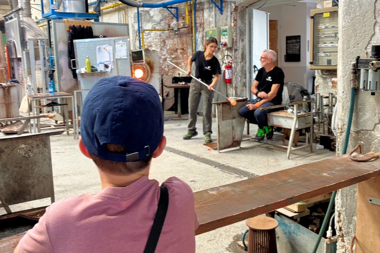 watching glass blowing in action on Murano island Italy